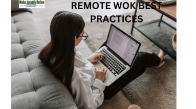 A woman working from home on her laptop at a desk in a cozy home office.