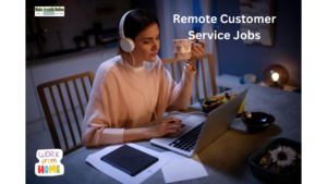 "Woman working from home on her laptop, focusing on remote customer service jobs."