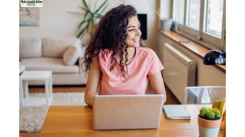 Woman working from home on her computer, demonstrating remote work productivity tips."