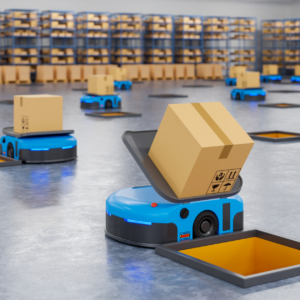 A warehouse filled with boxes, representing the logistics behind Amazon at home jobs in 2024."