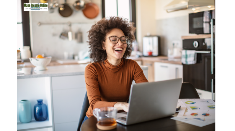 "A woman working from home on her computer, representing part-time remote jobs in 2024."